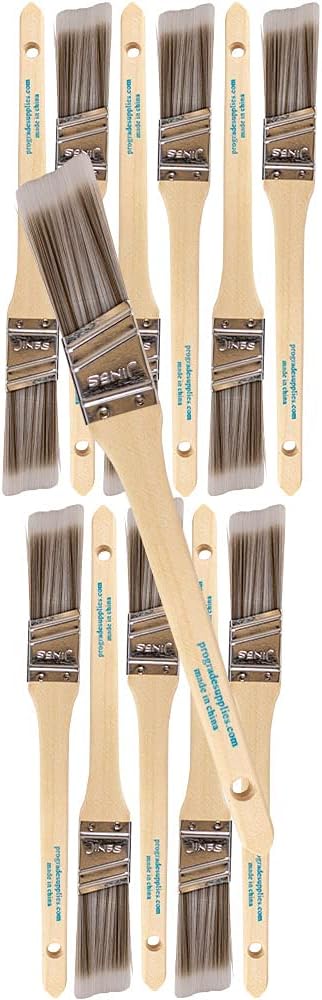 12PK 1 inch Angle Brush Premium Wall/Trim House Paint Brush Set Great for Professional Painter and Home Owners Painting Brushes for Cabinet Decks Fences Interior Exterior & Commercial Paintbrush.