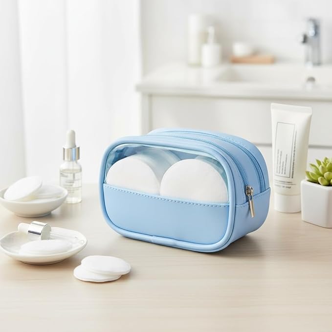 Portable Cotton Round Swab Organizer Case,2 in 1 Travel Cotton Pad Qtip Holder,Portable Storage Case for Floss Picks,Hair Tie Organizer,Bathroom Storage Organizer Qtip Dispenser Swabs Dispenser