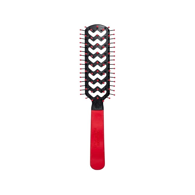 Cricket Static Free Fast Flo Color Vent Hair Brush - Quick and Blow Drying, Detangling, and Frizz-Free Styling - Anti-Static Bristles, Ideal for All Hair Types, So Rad (Red)