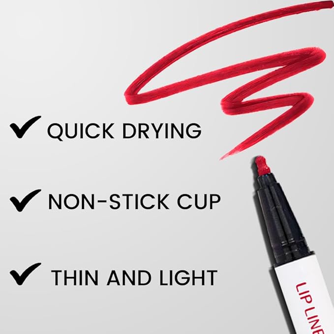 Kaely Ruby Red Longwear Liquid Lip Liner Waterproof, 24 Hour Long Lasting Lip Liner Stain Marker Pen, 2-in-1 Matte Semi Permanent Lipliner & Lipstick, Vegan & Cruelty-Free, 09