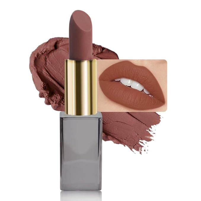 Red Brown Matte Cream Lipstick,Velvet Waterproof Long Lasting Smudge Proof for Women Lip Stick,Magic Lipstick 24 Hours Original Lip Liner Makeup,labiales mate 24 horas originales,Vegan,1 Count