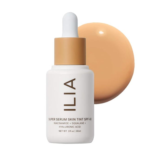 ILIA - Super Serum Skin Tint SPF 40 | Non-Comedogenic, Vegan, Lightweight to Help Against Blue Light, + Pollution while Hydrating, Smoothing, + Refining (Baikal ST9.5, 1 fl oz | 30 ml)