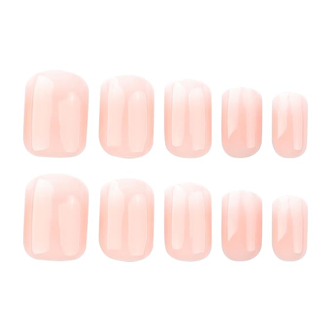 Square Press on Nails Square Short Fake Nails Nude False Nails Cute Glossy Full Cover Acrylic Nails Summer Glue on Nail Artificial Stick on Nail for Women Manicure DIY