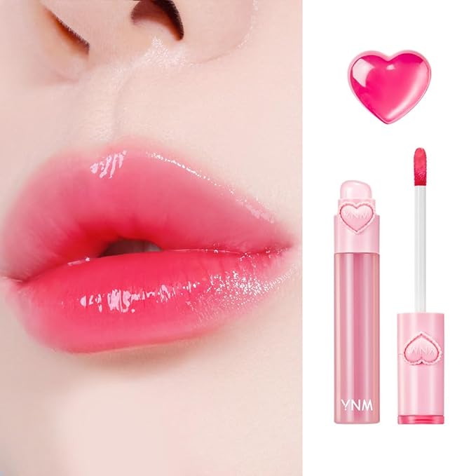 YNM Heart Jelling Tint, CHERRY JELLING, Silicone Lip Brush Included, K-Beauty, Non-Sticky, Moisturizing, Smudge-Proof, Korean Lip Tint, Long-Lasting, Vivid Color, 0.09 oz