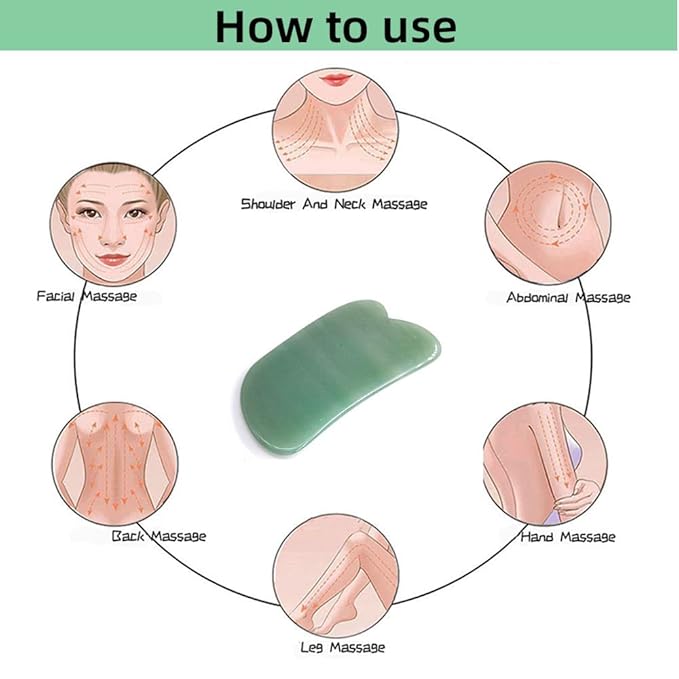Facial Gua Sha Tool for Chin Massage Tool Natural Jade Stone Gua Sha Board for Face SPA Acupuncture Therapy Trigger Point Treatment