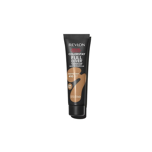 Revlon ColorStay Full Cover Longwear Matte Foundation, Heat & Sweat Resistant Lightweight Face Makeup, Toast (410), 1.0 oz