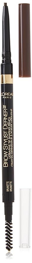 L'Oreal Paris Makeup Brow Stylist Definer Waterproof Eyebrow Pencil, Ultra-Fine Mechanical Pencil, Draws Tiny Brow Hairs and Fills in Sparse Areas and Gaps, Brunette, 0.003 Ounce (1 Count)