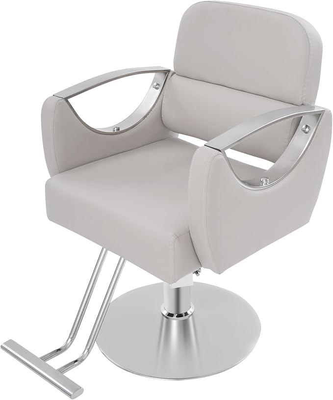 Barber Chair Salon Chair for Hair Stylist Adjustable Hydraulic Styling Chair with 360 Degrees Rolling Swivel for Salon Barbershop Tattoo Shampoo Beauty Equipment (White)