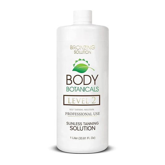 Professional Sunless Tanning Spray Tan Solution, Organic Essential Oils, Airbrush Formula, 33.8 Fl Oz. (Level 2 (10% DHA))
