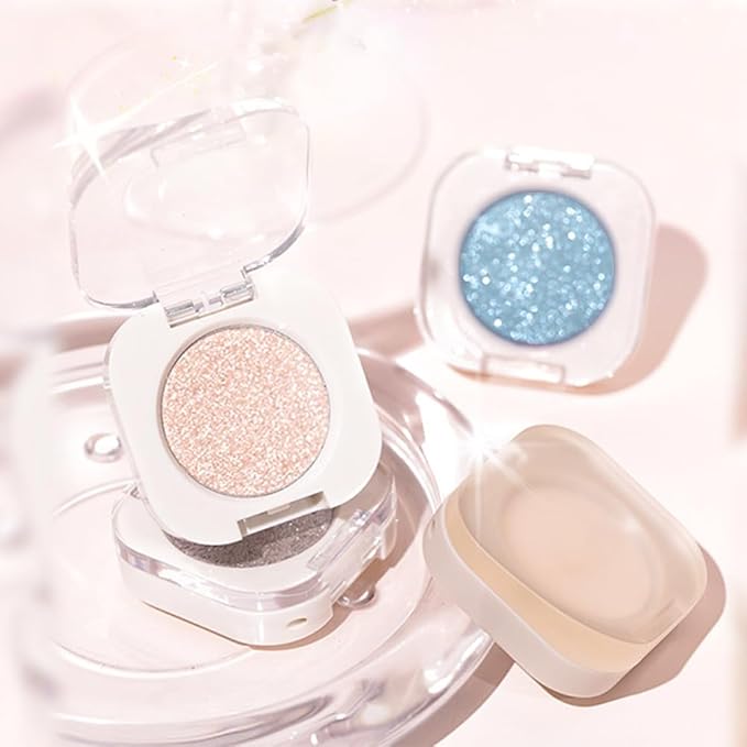 Dark Teal Glitter Single Eyeshadow, Lightweight Blendable Mini Eye Shadow for Older Women, Monochrome Eyeshadow Palette Makeup Pigmented Waterproof, Vegan & Cruelty-Free, 33