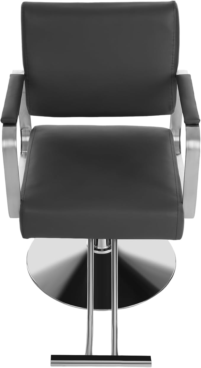 Barber Salon Chair, 440lbs Adjustable Beauty Spa Hair Styling Salon Chair 360° Rotatable Multi-Function Barber Chair with Footrest for Barber Shops Homes & Spas (Black+Silver)