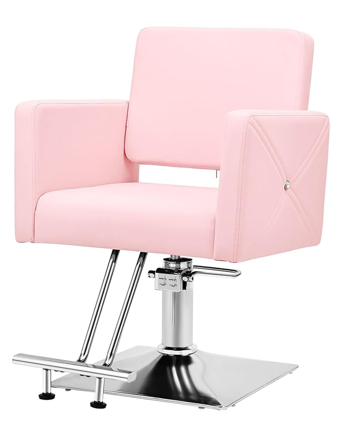 Artist hand Pink Salon Chair for Hair Stylist with Back Cover, Hydraulic Hair Chair 360 Swivel Barber Chair, Beauty Salon Equipment for Hair Stylist Women, Max Load Weight 330 Lbs