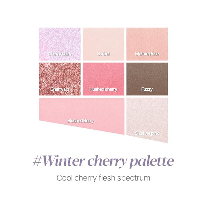 Espoir Real Eye Palette All New #5 Hushed Cherry 0.17 oz | Multi-Use Long-Lasting Blendable 8 Colors Natural Glitter Soft veil matte Makeup Eyeshadow Palette for Various Makeup Looks | Korean Makeup