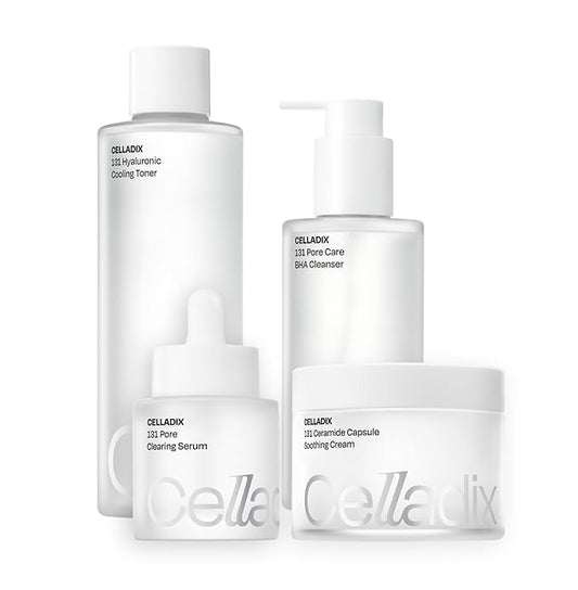 Celladix Sebum Rebalancing Rx 131 Ampoule & Pore Care BHA Gel Cleanser & Hyaluronic Cooling Toner & Ceramide Capsule Soothing Cream