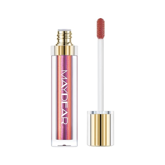 Maydear Chameleon Lipstick - High Pigmented Pink Lip Gloss, Multichrome Lipstick with Metallic Shine, Long Lasting Rainbow Lip Makeup - Gloden Fuchsia (06)