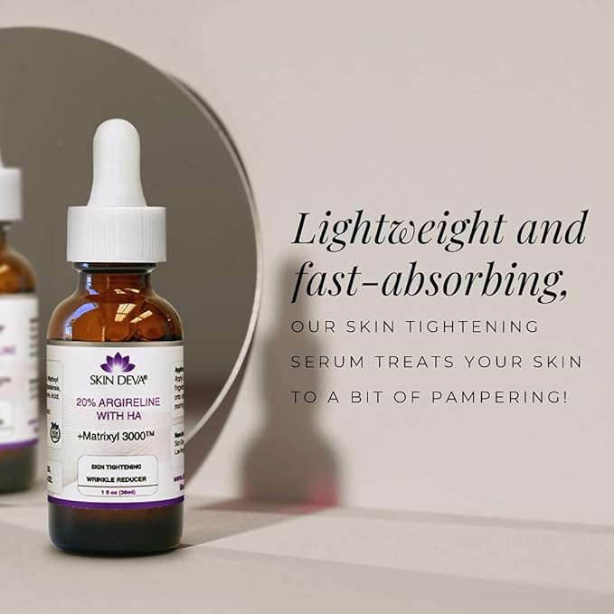 SKIN DEVA 20% Argireline Serum with Matrixyl 3000 Pure Hyaluronic Acid Serum For Face Deep Wrinkle Reducer Anti Aging Tones Skin and Stimulates Collagen Peptides Serum For Face