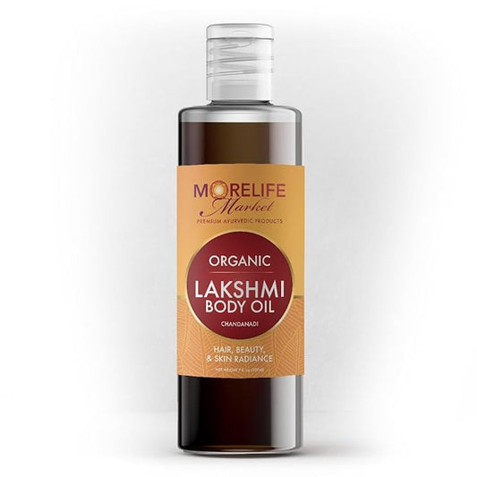 Premium Lakshmi Body Oil (Chandanadi) | Ayurvedic Blend for Body, Skin & Hair | Vata-Pitta-Kapha Balancing Massage Oil for Women Wellness, Stress Relief & Glow-Boosting - 7 fl oz