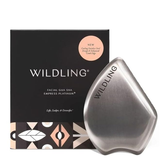 WILDLING Empress Platinum Gua Sha | Facial Gua Sha | Stainless Steel | Maximium Lifting + Sculpting + Contouring + Toning + De-Puffing