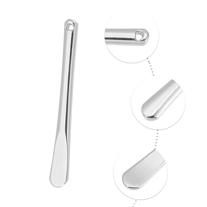VOCOSTE 4 Pcs Makeup Spatula Mini Spoon, Eye Cream Massage Sticks Beauty Scoop, for Facial Cosmetic Face Cream, Zinc Alloy 2.32"x0.30", Silver Tone