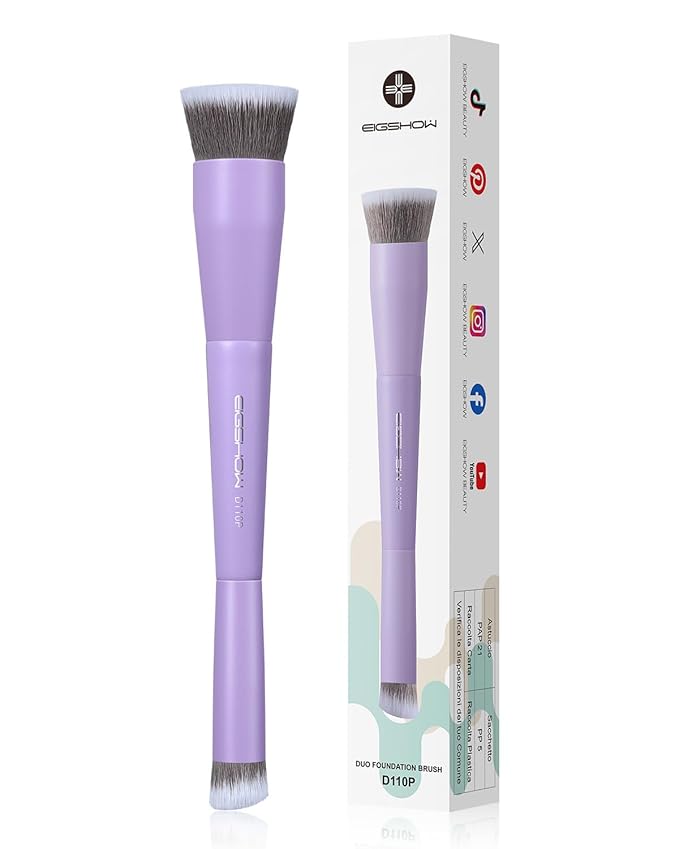 EIGSHOW Foundation & Concealer Brush with Silver Ion Bristles, Dual Ended Makeup Brush for Flawless Coverage, Precision Concealer (D110P)
