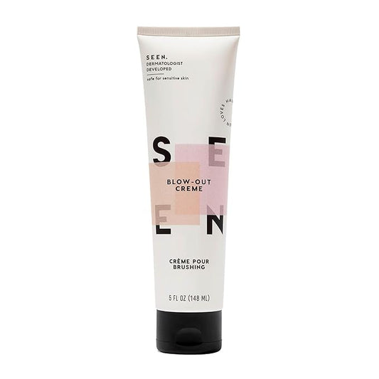 SEEN - Blow-Out Creme - Scented - Non-Comedogenic & Sulfate-Free Blow Out Hair Cream- Reduces Frizz- Heat Protectant- Safe for Sensitive & Acne Prone Skin