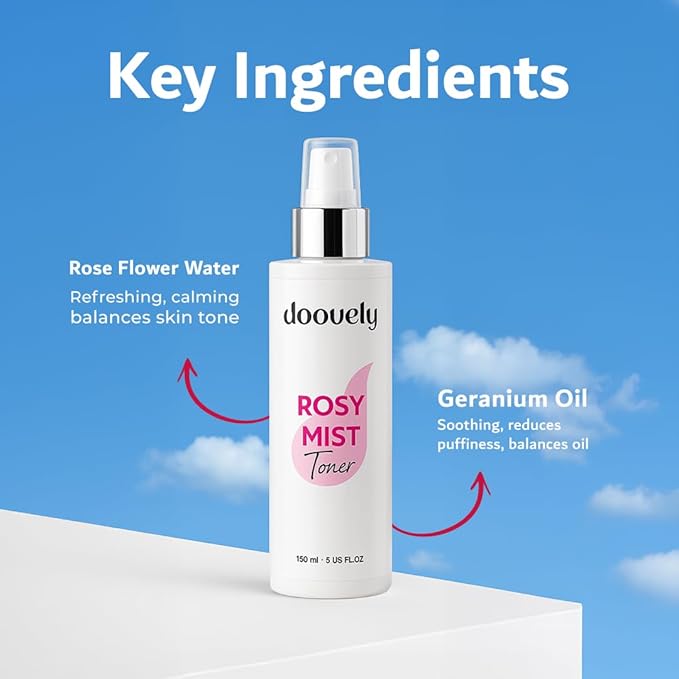 Rosy Mist Hydrating Toner – 150ml, Rose Water Spray for Face | Refreshing Toner & Face Mist Hydrating Spray for Glowing Skin, Instant Hydration, and Natural Radiance – All Skin Types.