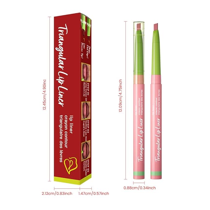 evpct Coral Red Triangle Lip Liner Pencil Stick for Women, Retractable Lips Liner Pen Triangle Tip for Sculpting & Filling & Plumping, Longwear Lipliners Pencil, Vegan Cruelty Free Lip Filler Plumper