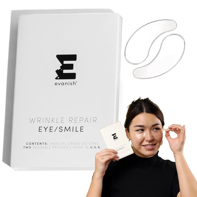 Wrinkle Repair Eyes and Smile - Hydrating Under Eye Patches for Puffy Eyes and Fine Lines - Reusable Silicone Gel Masks - Anti-Wrinkle Treatment, USA Made (2 Count)