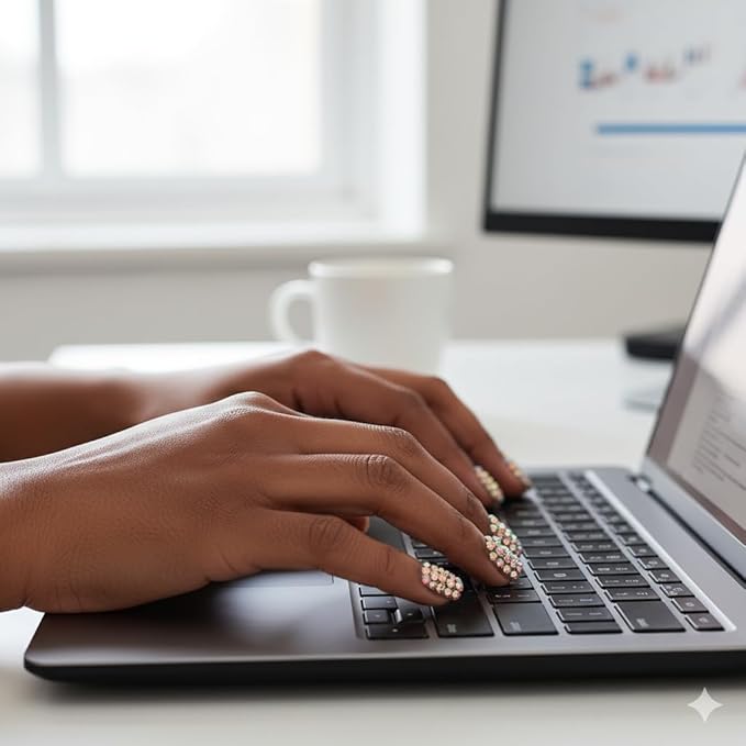 24pcs Handmade 3D Rhinestones Press On Nails Square Short Nails Women Girls Gifts Salon Manicure Shiny Crystal Nail Art Tips Fake Nails Reusable Acrylic False Nails