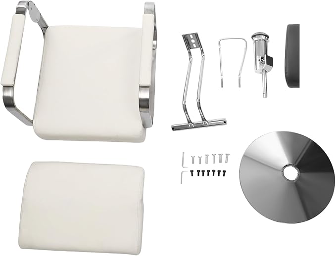 Barber Salon Chair, 440lbs Adjustable Beauty Spa Hair Styling Salon Chair 360° Rotatable Multi-Function Barber Chair with Footrest for Barber Shops Homes & Spas (Off-White+Silver)