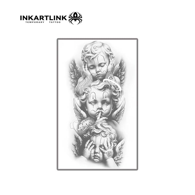 INKARTLINK Semi Permanent Tattoo, Creative party tattoo, beautiful and realistic design, fun tattoo experience, cruelty-free, non-reflective, waterproof (Angel 3)