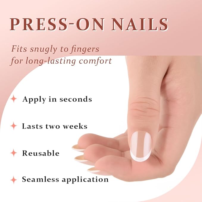 Press On Nail, French Tip Chrome Acrylic Press On Nails Short Round, Designer Reusable Glazed Fake Nails, Glossy Soft Gel Nails Wedding and Party, Stick On Glue On Nails Press Ons for Women
