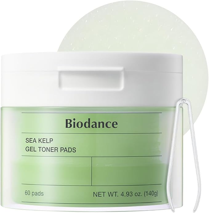 Biodance Sea Kelp Gel Toner Pads, Calming & Soothing for Sensitive Skin, Oil & Sebum Control, Blemish Care, Gentle Exfoliating Toner Pads, Korean Skincare, Stocking Stuffersㅣ4.93 fl.oz.(140g)*60Pads