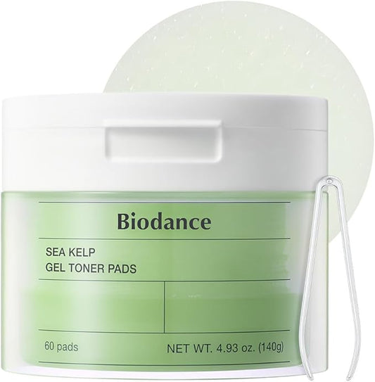 Biodance Sea Kelp Gel Toner Pads, Calming & Soothing for Sensitive Skin, Oil & Sebum Control, Blemish Care, Gentle Exfoliating Toner Pads, Korean Skincare, Stocking Stuffersㅣ4.93 fl.oz.(140g)*60Pads