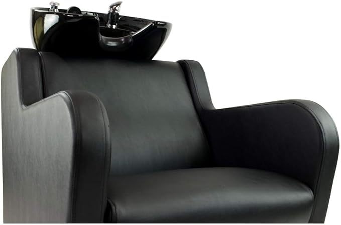 Stanley Shampoo Backwash Unit w/Shampoo Bowl, Sink & Faucet for Beauty Spa Barber Shop, Professional Hair Salon Equipment, Black