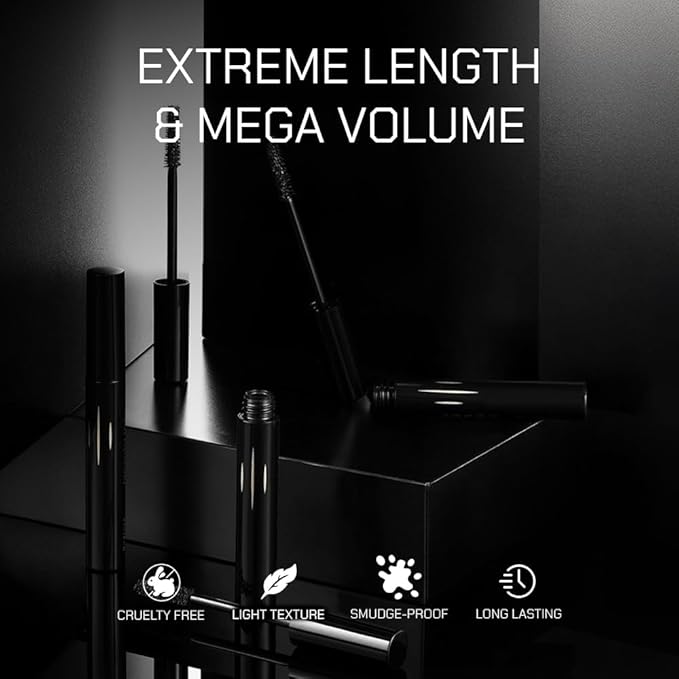 RADIANT PROFESSIONAL Lengthening Volumizing Mascara – Smudge Proof Mascara for Volume and Length – Long-Lasting, Dramatic False Lash Effect – 8ml (01 Black)