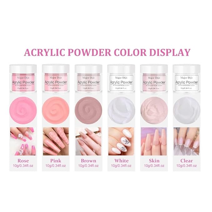 Acrylic Nail Kit for Beginners with Everything nail drill with lamp 6pcs powder with 3pcs gel nail polish for Women Home DIY