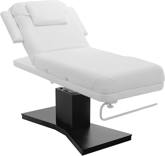 SKINACT Milo 3.0 Motor (with Independent Leg Adjustment) Electric Massage & Facial Bed/Table White top and Dark Brown Base