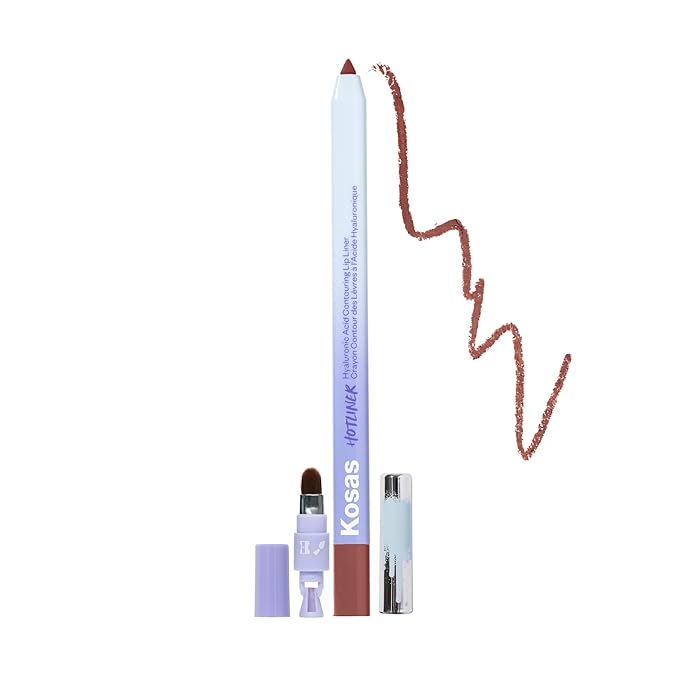 Kosas Hotliner Retractable Lip Liner Pencil with Built-In Brush & Sharpener - Easy Contouring, Hydrating, Long-Lasting- Pigmented Creamy Texture for Plumping Lips - Hyaluronic Acid & Konjac - Infinite