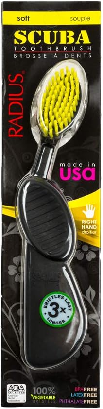 RADIUS Toothbrush Flex Brush Right Hand Black/Yellow 1 Unit | Designed to Improve Gum Health and Reduce The Risk of Gum Disease