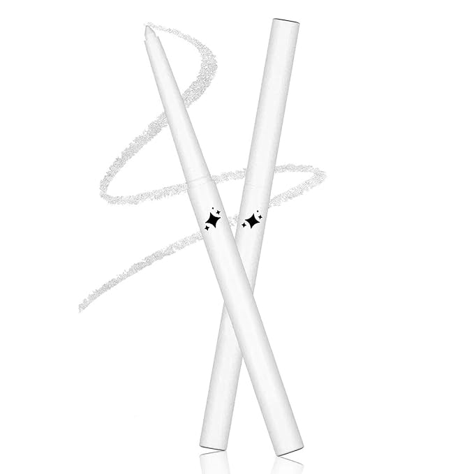 White Eyeliner Waterproof White Pencil Eyeliner Retractable white gel eyeliner Smudge-proof Long Lasting Hypoallergenic (01#)
