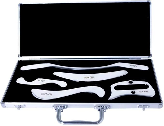 STICKON Stainless Steel Gua Sha Scraping Massage Tool Set IASTM Tools Great Soft Tissue Mobilization Tool (P Shape)