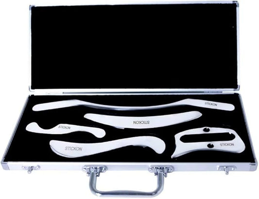 STICKON Stainless Steel Gua Sha Scraping Massage Tool Set IASTM Tools Great Soft Tissue Mobilization Tool (P Shape)