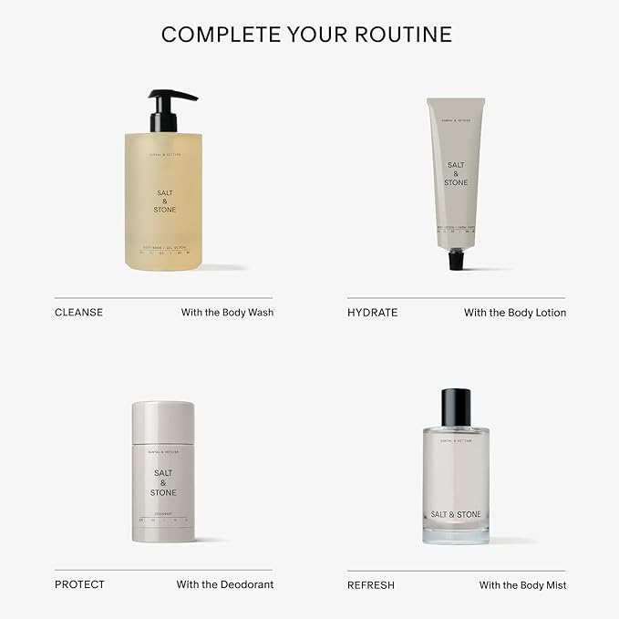 Salt & Stone Body Lotion for Women & Men | Hydrates, Nourishes & Softens Skin | Restores Dry Skin | Fast-Absorbing | Cruelty-Free & Vegan (100 ml) (Santal & Vetiver)