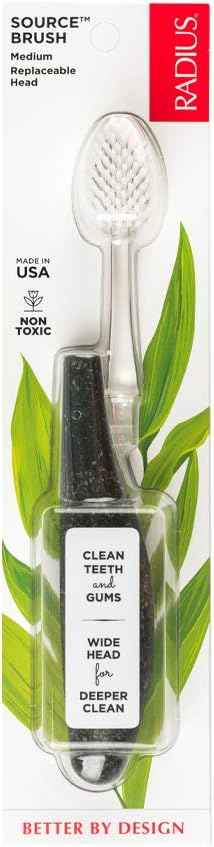 RADIUS Toothbrush Source Floss Brush BPA Free & ADA Accepted Improve Gum Health & Reduce Gum Issues - Medium - Money - Pack of 1