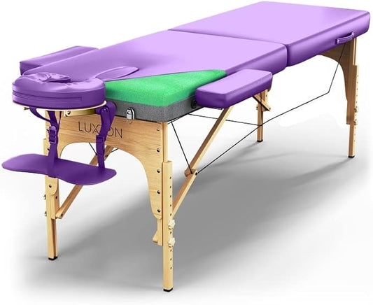 Luxton Home Premium Foam Massage Table Portable Foldable Massage Bed Height Adjustable, 72 Inches Long 27 Inches Wide Home Salon Spa Bed Tattoo Table with Accessories & Carrying Case, Easy Set Up