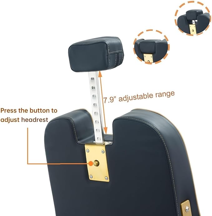 Kaleurrier Black and Gold Barber Chair: Professional Heavy Duty Recliner Salon Chair for Hair Stylist - Reclining Hydraulic Barber Shop Chairs for Home Hair Beauty Salon Massage Barbershop