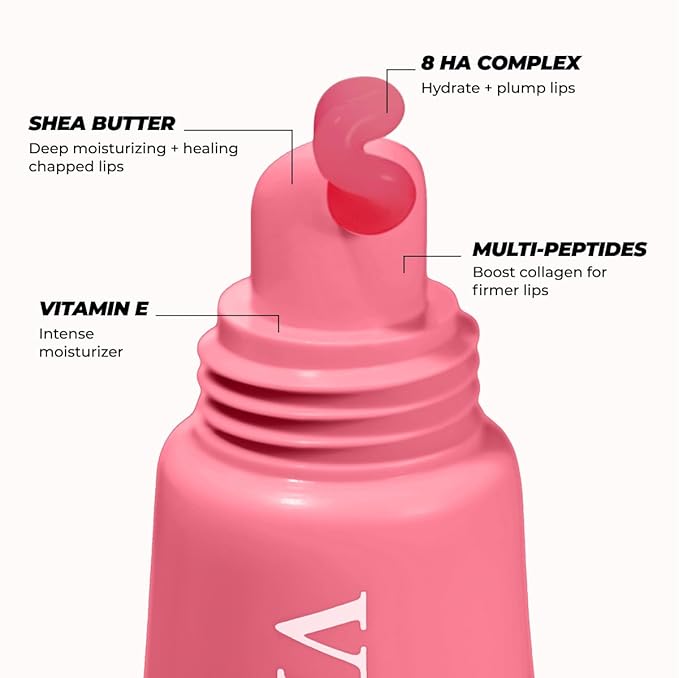 Vitamasques Lip Butter Balm Strawberry, Korean Lip Balm - Peptide Lip Treatment - Lip Balm Hydrating - Light Tinted Lip balm - Made in Korea - 0.33 fl.oz