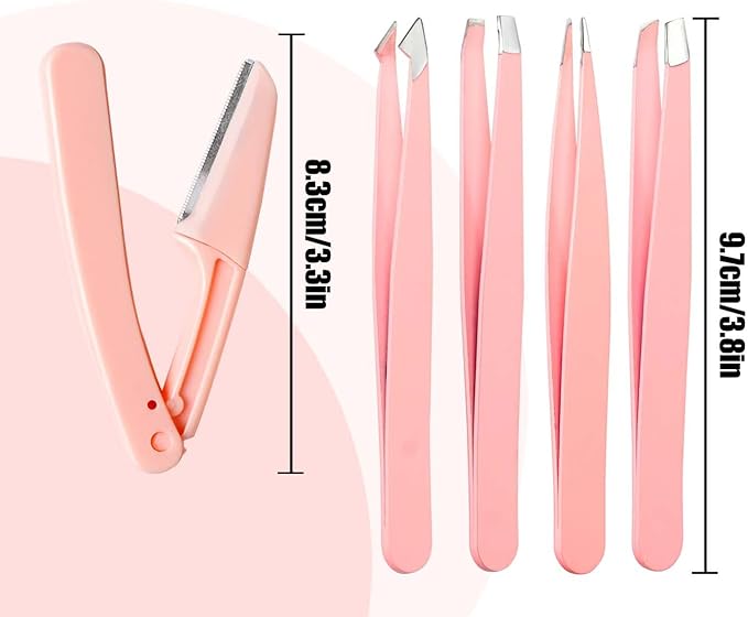 Tweezers Set [9+1 PCS] - Professional Stainless Steel Tweezers for Eyebrows – High-Precision Beauty Tools for Eyebrows, Facial Hair, Splinter & Ingrown Hair Removal