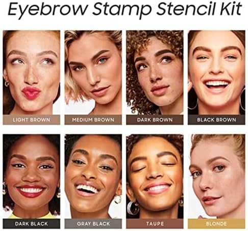 Eyebrow Stamp Stencil Kit - One-Step Eye Brow Stencil Kit with 24 Reusable Thin & Thick Eyebrow Stencils, Long-Lasting Waterproof & Smudge-Proof Brow Stamp Kit for Perfect Eye Makeup (Dark Brown)